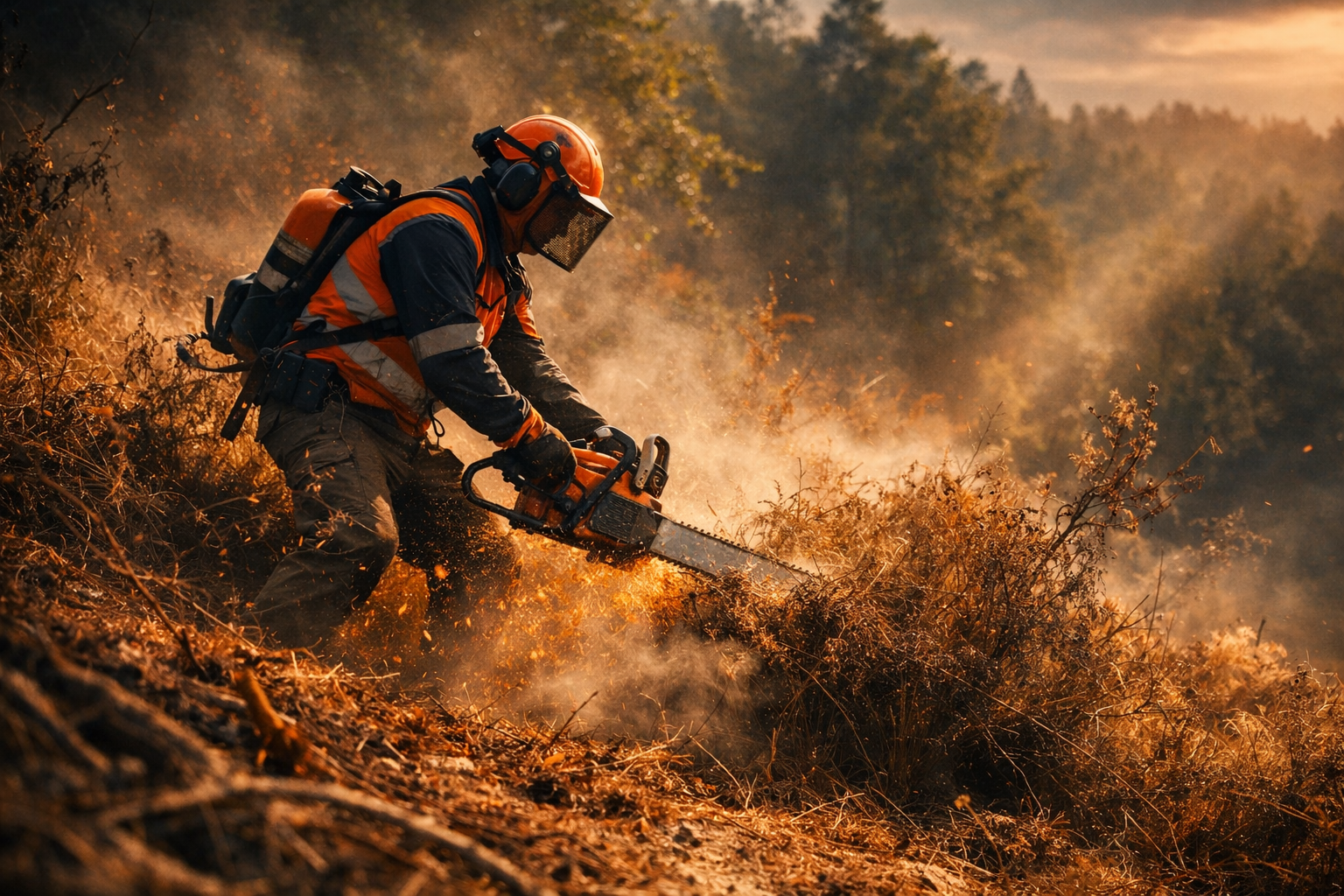 Brush clearing with equipment